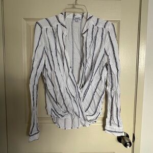 Women's White and Black Striped Top